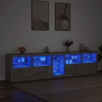 vidaXL Dulap cu lumini LED, gri beton, 283x37x67 cm