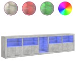 vidaXL Dulap cu lumini LED, gri beton, 283x37x67 cm