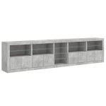 vidaXL Dulap cu lumini LED, gri beton, 283x37x67 cm