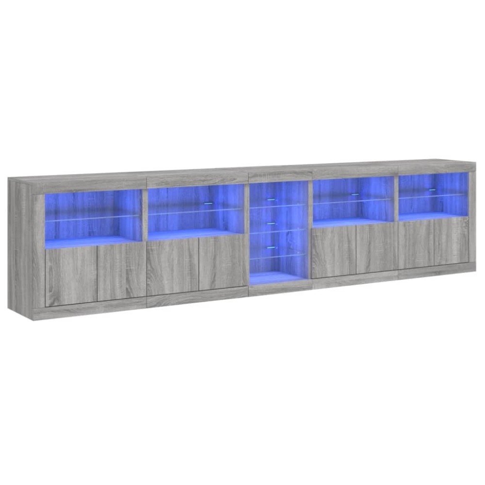 vidaXL Dulap cu lumini LED, gri sonoma, 283x37x67 cm