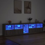 vidaXL Dulap cu lumini LED, gri sonoma, 283x37x67 cm