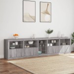 vidaXL Dulap cu lumini LED, gri sonoma, 283x37x67 cm