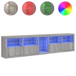 vidaXL Dulap cu lumini LED, gri sonoma, 283x37x67 cm