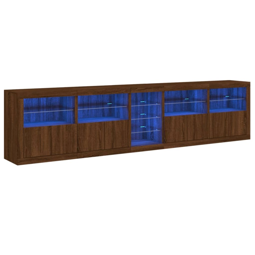 vidaXL Dulap cu lumini LED, stejar maro, 283x37x67 cm