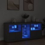 vidaXL Servantă cu lumini LED, negru, 162x37x67 cm