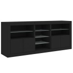 vidaXL Servantă cu lumini LED, negru, 162x37x67 cm