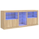 vidaXL Servantă cu lumini LED, stejar sonoma, 162x37x67 cm