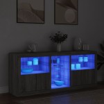 vidaXL Servantă cu lumini LED, gri sonoma, 162x37x67 cm vidaXL Servantă cu lumini LED, gri sonoma, 162x37x67 cm
