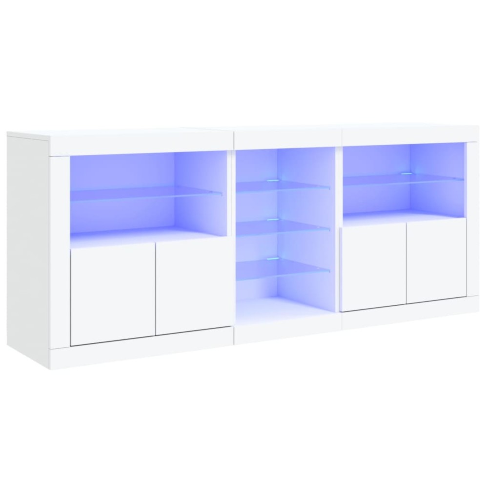 vidaXL Servantă cu lumini LED, alb, 181,5x37x67 cm