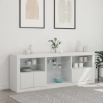 vidaXL Servantă cu lumini LED, alb, 181,5x37x67 cm vidaXL Servantă cu lumini LED, alb, 181,5x37x67 cm