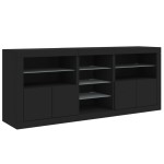 vidaXL Servantă cu lumini LED, negru, 181,5x37x67 cm