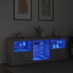 vidaXL Servantă cu lumini LED, gri beton, 181,5x37x67 cm