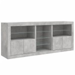 vidaXL Servantă cu lumini LED, gri beton, 181,5x37x67 cm
