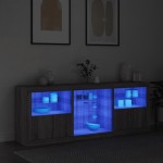 vidaXL Servantă cu lumini LED, gri sonoma, 181,5x37x67 cm vidaXL Servantă cu lumini LED, gri sonoma, 181,5x37x67 cm