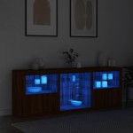 vidaXL Servantă cu lumini LED, stejar maro, 181,5x37x67 cm vidaXL Servantă cu lumini LED, stejar maro, 181,5x37x67 cm