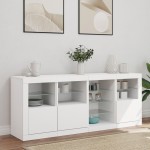 vidaXL Servantă cu lumini LED, alb, 164x37x67 cm vidaXL Servantă cu lumini LED, alb, 164x37x67 cm