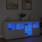 vidaXL Servantă cu lumini LED, alb, 164x37x67 cm vidaXL Servantă cu lumini LED, alb, 164x37x67 cm