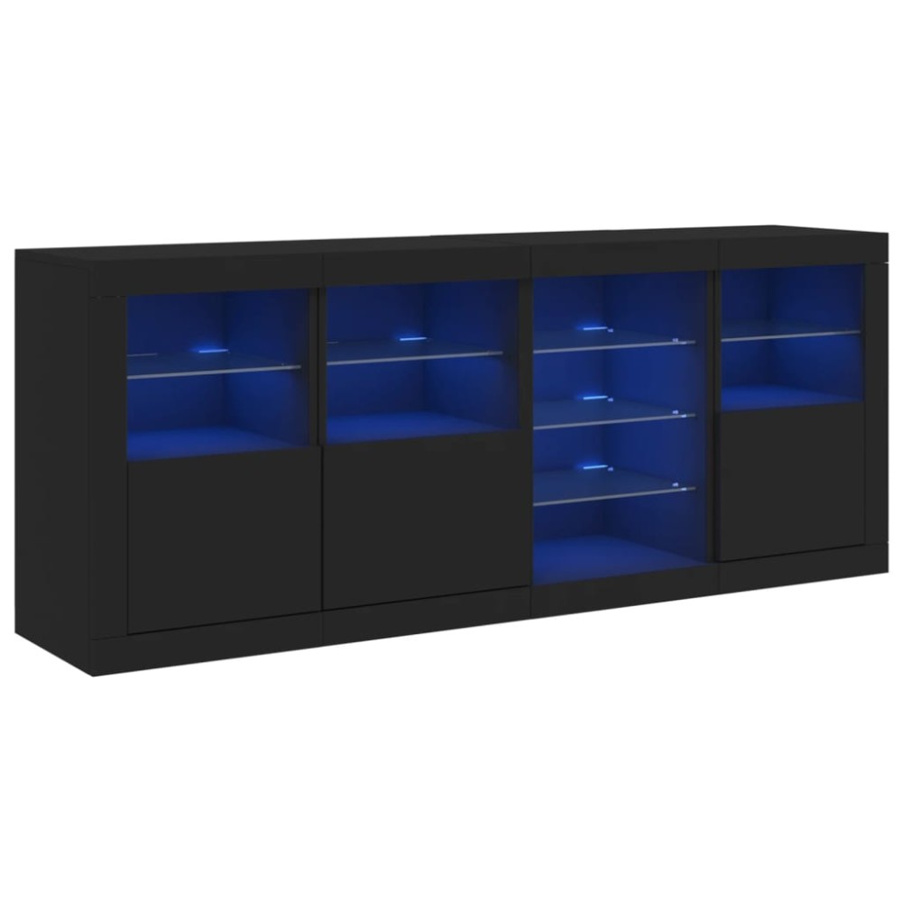 vidaXL Servantă cu lumini LED, negru, 164x37x67 cm