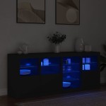 vidaXL Servantă cu lumini LED, negru, 164x37x67 cm
