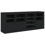 vidaXL Servantă cu lumini LED, negru, 164x37x67 cm