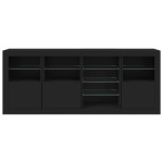 vidaXL Servantă cu lumini LED, negru, 164x37x67 cm