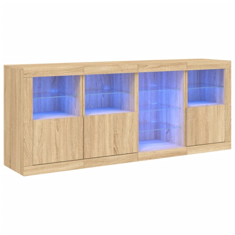 vidaXL Servantă cu lumini LED, stejar sonoma, 164x37x67 cm