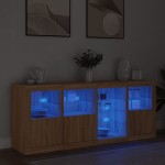 vidaXL Servantă cu lumini LED, stejar sonoma, 164x37x67 cm
