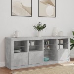vidaXL Servantă cu lumini LED, gri beton, 164x37x67 cm vidaXL Servantă cu lumini LED, gri beton, 164x37x67 cm