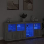 vidaXL Servantă cu lumini LED, gri sonoma, 164x37x67 cm vidaXL Servantă cu lumini LED, gri sonoma, 164x37x67 cm