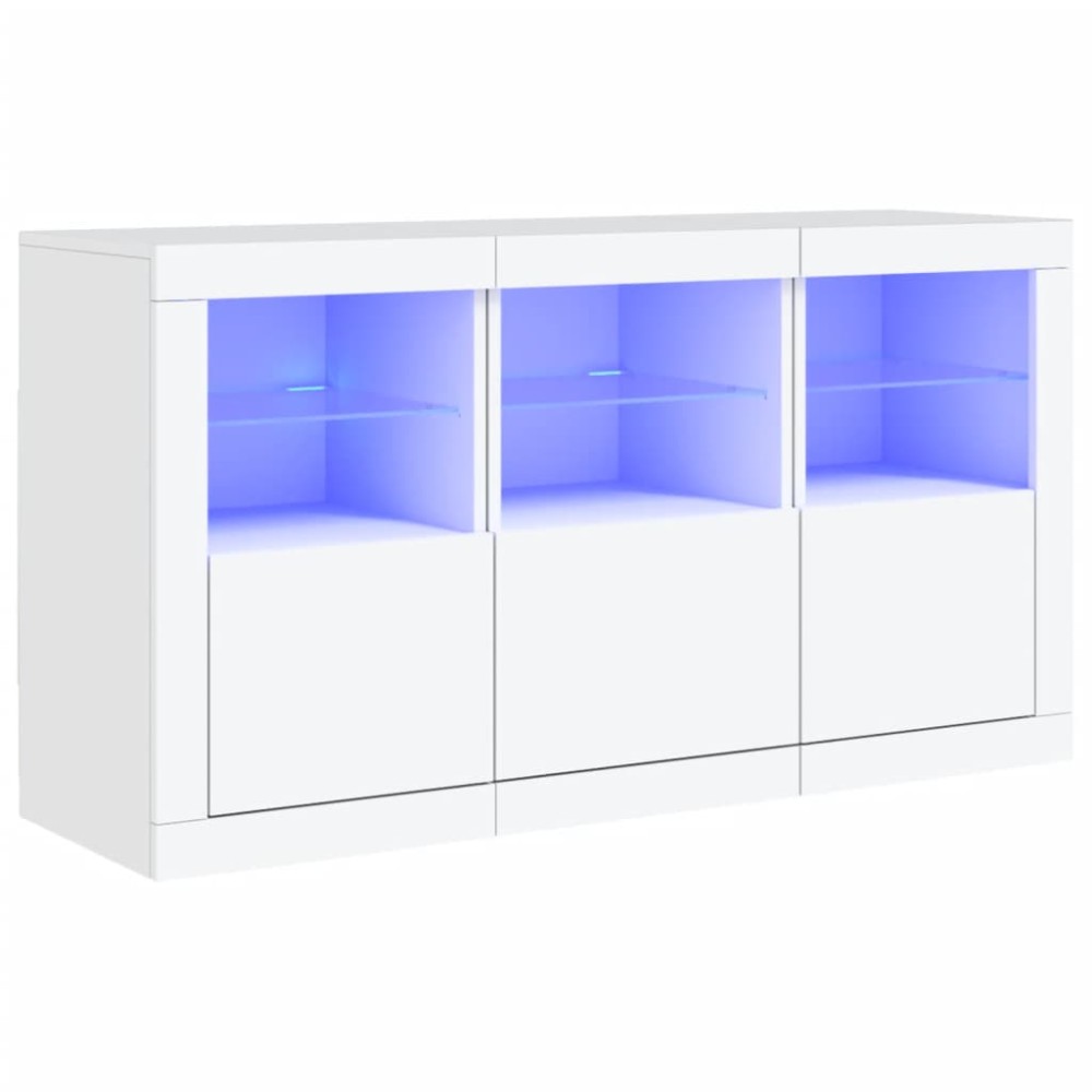 vidaXL Servantă cu lumini LED, alb, 123x37x67 cm