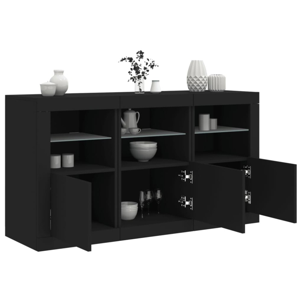 vidaXL Dulap cu lumini LED, negru, 123x37x67 cm