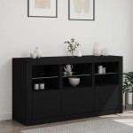 vidaXL Dulap cu lumini LED, negru, 123x37x67 cm vidaXL Dulap cu lumini LED, negru, 123x37x67 cm