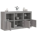 vidaXL Servantă cu lumini LED, gri sonoma, 123x37x67 cm
