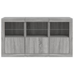vidaXL Servantă cu lumini LED, gri sonoma, 123x37x67 cm