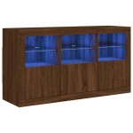 vidaXL Servantă cu lumini LED, stejar maro, 123x37x67 cm vidaXL Servantă cu lumini LED, stejar maro, 123x37x67 cm