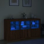 vidaXL Servantă cu lumini LED, stejar maro, 123x37x67 cm vidaXL Servantă cu lumini LED, stejar maro, 123x37x67 cm