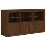vidaXL Servantă cu lumini LED, stejar maro, 123x37x67 cm vidaXL Servantă cu lumini LED, stejar maro, 123x37x67 cm