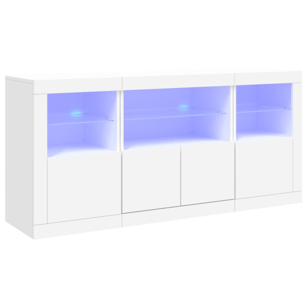 vidaXL Servantă cu lumini LED, alb, 142,5x37x67 cm