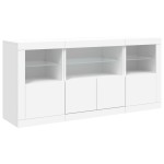vidaXL Servantă cu lumini LED, alb, 142,5x37x67 cm