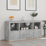 vidaXL Servantă cu lumini LED, gri beton, 142,5x37x67 cm vidaXL Servantă cu lumini LED, gri beton, 142,5x37x67 cm