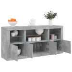 vidaXL Servantă cu lumini LED, gri beton, 142,5x37x67 cm vidaXL Servantă cu lumini LED, gri beton, 142,5x37x67 cm