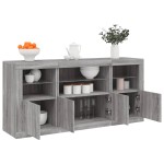 vidaXL Servantă cu lumini LED, gri sonoma, 142,5x37x67 cm vidaXL Servantă cu lumini LED, gri sonoma, 142,5x37x67 cm