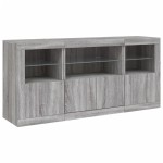 vidaXL Servantă cu lumini LED, gri sonoma, 142,5x37x67 cm vidaXL Servantă cu lumini LED, gri sonoma, 142,5x37x67 cm