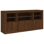 vidaXL Servantă cu lumini LED, stejar maro, 142,5x37x67 cm vidaXL Servantă cu lumini LED, stejar maro, 142,5x37x67 cm