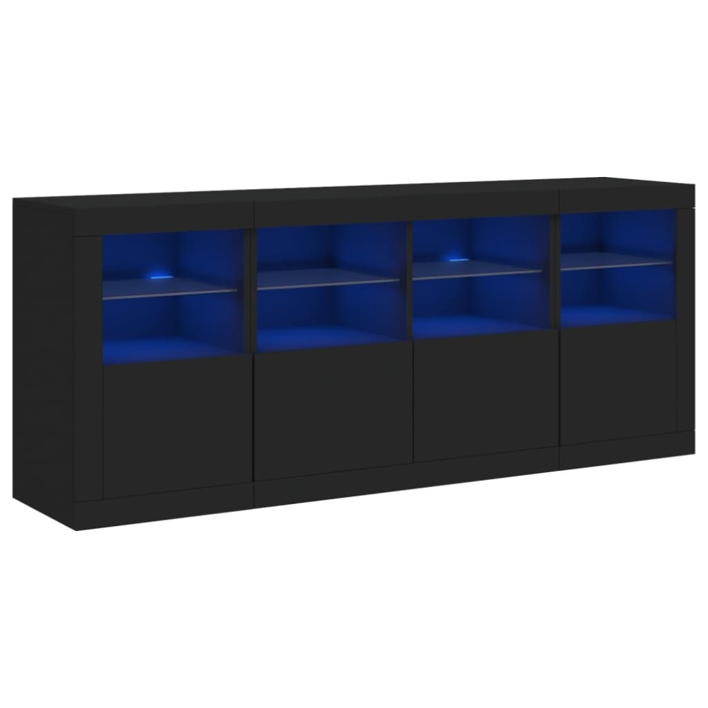 vidaXL Servantă cu lumini LED, negru, 163x37x67 cm