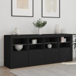vidaXL Servantă cu lumini LED, negru, 163x37x67 cm vidaXL Servantă cu lumini LED, negru, 163x37x67 cm
