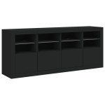 vidaXL Servantă cu lumini LED, negru, 163x37x67 cm vidaXL Servantă cu lumini LED, negru, 163x37x67 cm
