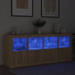vidaXL Servantă cu lumini LED, stejar sonoma, 163x37x67 cm