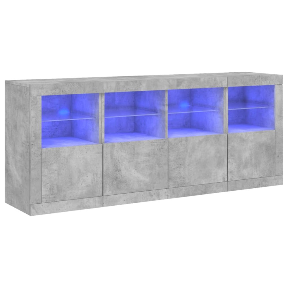 vidaXL Servantă cu lumini LED, gri beton, 163x37x67 cm