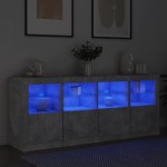 vidaXL Servantă cu lumini LED, gri beton, 163x37x67 cm vidaXL Servantă cu lumini LED, gri beton, 163x37x67 cm